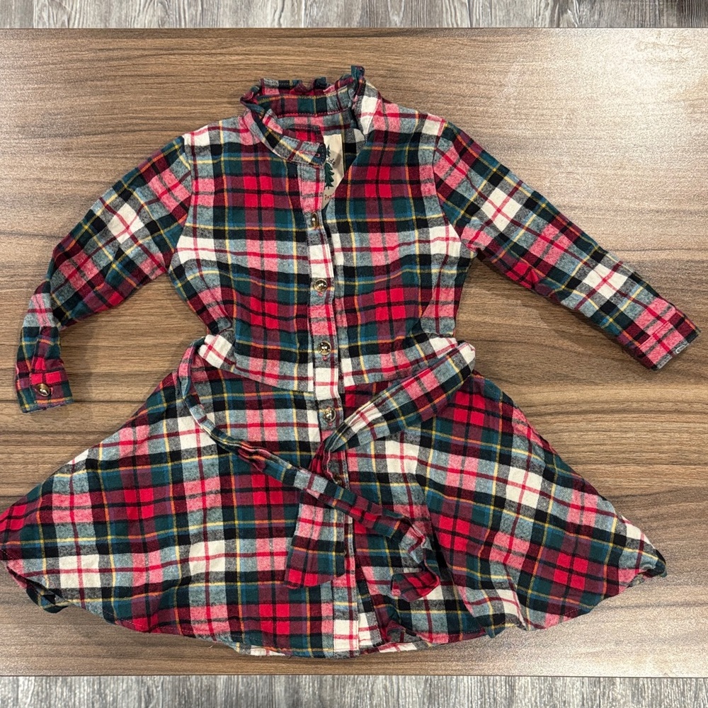Plaid Long-Sleeve Kids Dress
